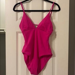NWT Becca Hot Pink One Piece Bathing Suit - Size Medium